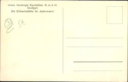 Ak Stuttgart in Württemberg, Vereinigte Kaufstätten GmbH Union, Königstraße