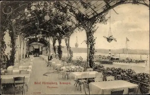 Ak Remagen am Rhein, Hotel Fürstenberg, Terrasse