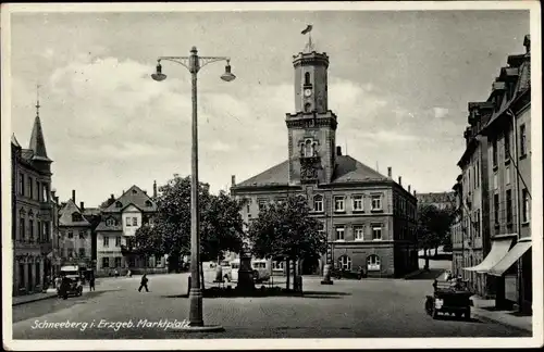 Ak Schneeberg im Erzgebirge, Marktplatz