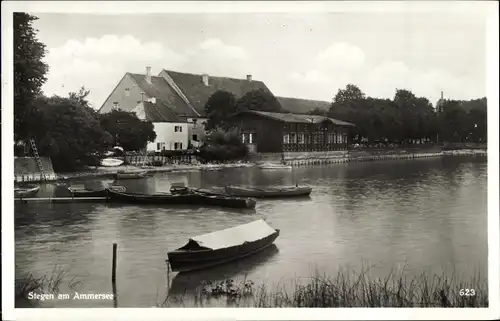 Ak Stegen Inning am Ammersee, Steg, Boote