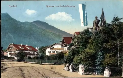 Ak Kochel am See in Oberbayern, Schmied von Kochel Denkmal
