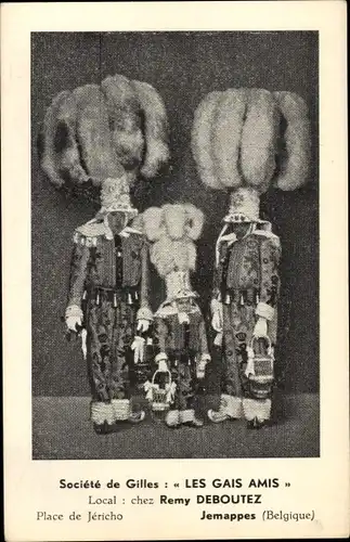Ak Jemappes Wallonie Hainaut, Société de Gilles, Les Gais Amis, M. Remy Deboutez, Place de Jericho