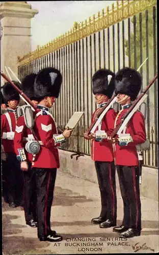 Künstler Ak City of Westminster London England, Buckingham Palace, Changing Sentries