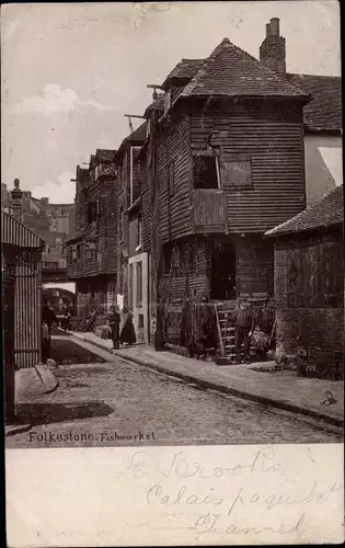 Ak Folkestone Kent England, Fischmarkt