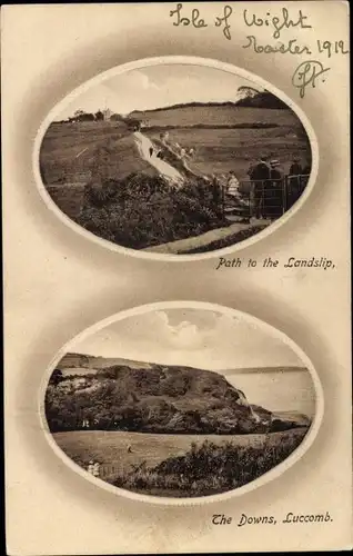 Ak Luccombe Isle of Wight England, Weg zum Erdrutsch, die Downs