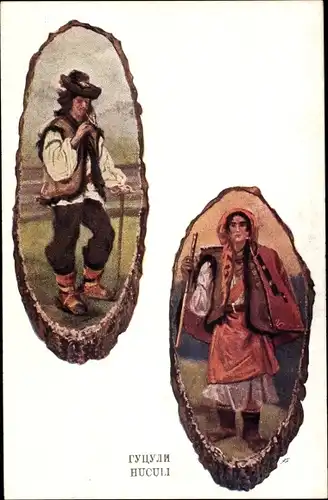 Künstler Ak Ukraine, Huculi, Huzulen, Bergvolk in den Karpaten