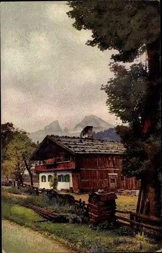 Ak Nenke & Ostermaier Serie 286 Nr 4413, Oberbayern, Bauernhaus bei Berchtesgaden