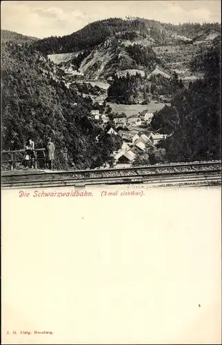 Ak Schwarzwald, Strecke der Schwarzwaldbahn, 3 mal sichtbar