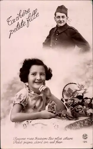 Ak Soldat in Uniform, Liebe, Soldatenliebe, Rosen
