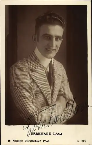 Ak Schauspieler Bernhard Lasa, Portrait, Autogramm