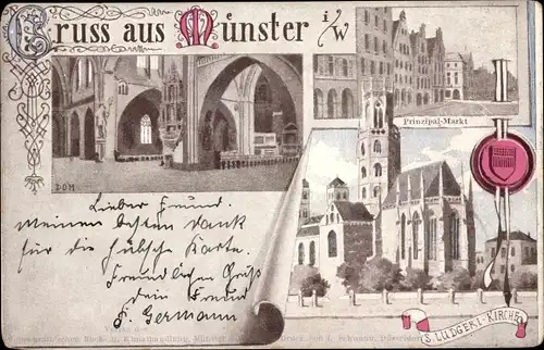 Ak Münster in Westfalen, Dom, Prinzipalmarkt, S. Ludgerikirche