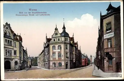 Ak Worms am Rhein, Brunhildenbrücke, Donnersberger Straße, Lutherkirche