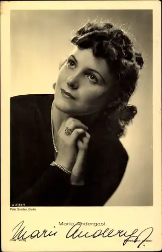 Ak Schauspielerin Maria Andergast, Portrait, Autogramm