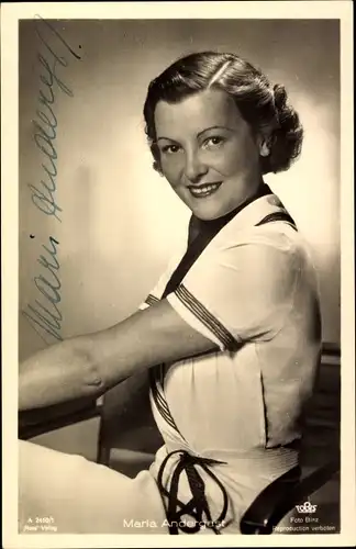 Ak Schauspielerin Maria Andergast, Portrait, Autogramm