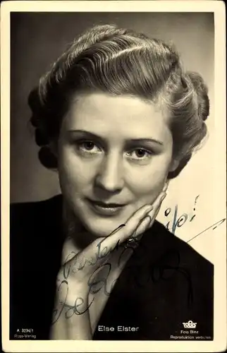 Ak Schauspieler Else Elster, Portrait, Autogramm