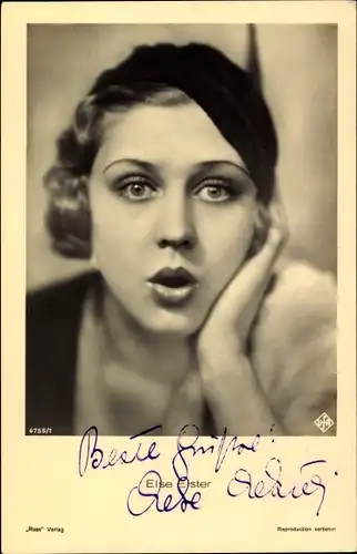 Ak Schauspielerin Else Elster, Portrait, Ross 6755 1, Autogramm
