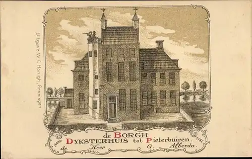 Ak Pieterburen Groningen Niederlande, De Borgh Dyksterhuis, Anno 1782