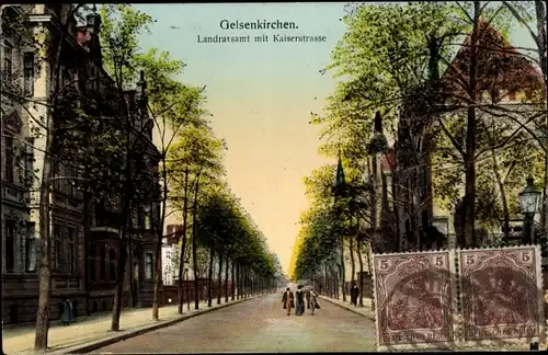 Ak Gelsenkirchen im Ruhrgebiet, Kaiserstraße, Landratsamt