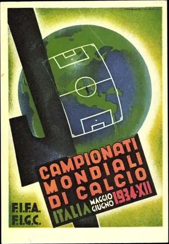 Künstler Ak Martinati, Italien, 2. Fifa Fußball WM 1934, FIGC