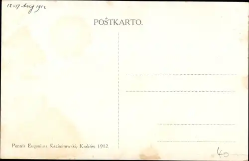 Jugendstil Künstler Ak Kazimirowski, Pentris Eugeniusz, Kraków Polen, Koncreso Esperantista 1912