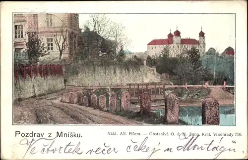 Ak Mníšek pod Brdy Mnischek Mittelböhmen, Schloss