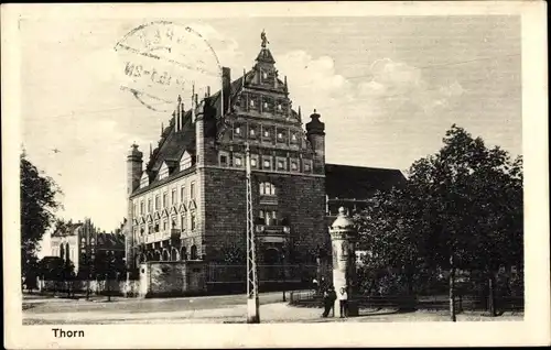 Ak Toruń Thorn Westpreußen, Reichsbank, Litfaßsäule