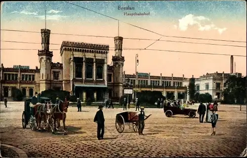 Ak Wrocław Breslau Schlesien, Hauptbahnhof