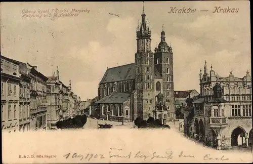 Ak Kraków Krakau Polen, Hauptring, Marienkirche