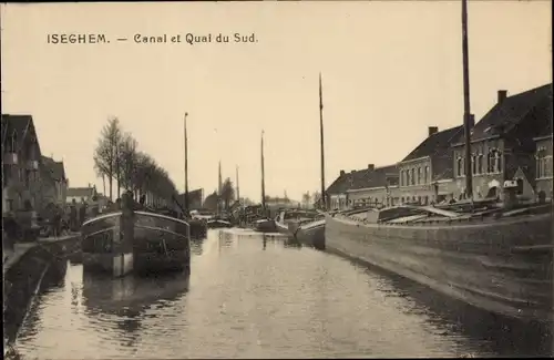 Ak Izegem Iseghem Westflandern, Kanal, Südkai