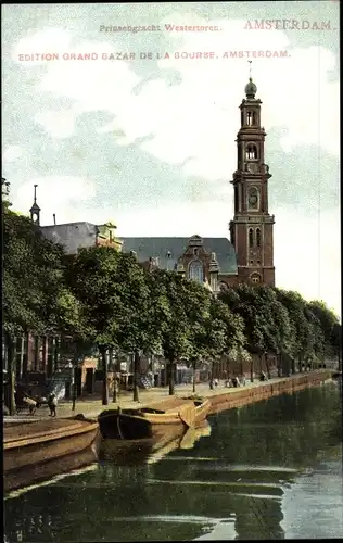 Ak Amsterdam Nordholland Niederlande, Prinsengracht, Westertoren