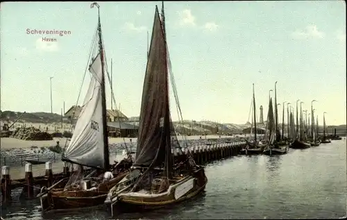 Ak Scheveningen Den Haag Südholland, Hafenpartie, Segelboote