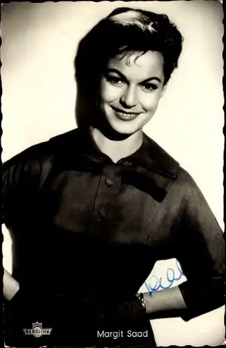 Ak Schauspielerin Margit Saad, Portrait, Berolina, Was die Schwalbe sang, Autogramm