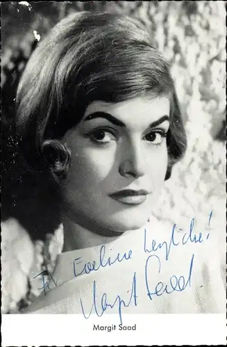 Ak Schauspielerin Margit Saad, Portrait, Autogramm