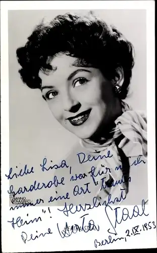 Ak Schauspielerin Herta Staal, Portrait, Autogramm