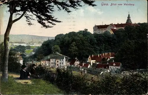 Ak Gera in Thüringen, Blick vom Weinberg, Schloss