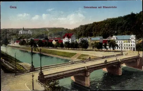 Ak Gera in Thüringen, Untermhaus mit Elisenbrücke