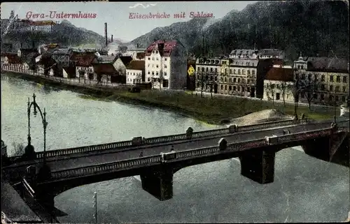 Ak Untermhaus Gera in Thüringen, Elisenbrücke mit Schloss