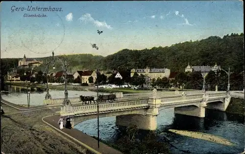 Ak Untermhaus Gera, Elisenbrücke, Kutsche