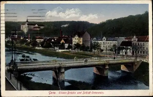 Ak Gera in Thüringen, Elisenbrücke und Schloss Osterstein