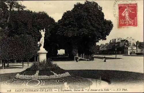 Postkarte Saint Germain en Laye Yvelines, Esplanade, Statue der Liebe und des Wahnsinns