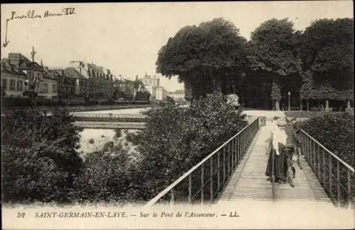 Ak Saint Germain en Laye Yvelines, Auf der Hubbrücke