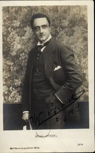 Ak Schauspieler Willy Strehl, Portrait, Autogramm