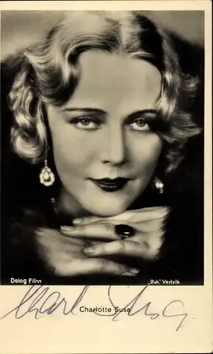 Ak Schauspielerin Charlotte Susa, Portrait, Autogramm