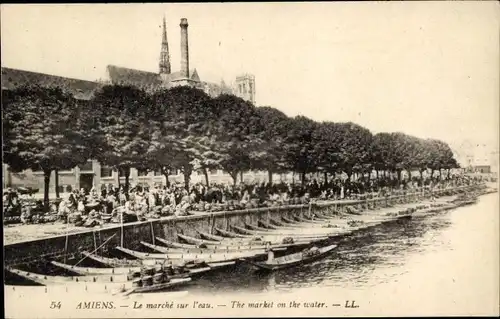 Ak Amiens-Somme, Markt auf dem Wasser