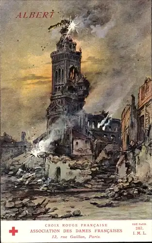 Künstler Ak Fraipont, G., Albert Somme, Bombardierung der Kirche