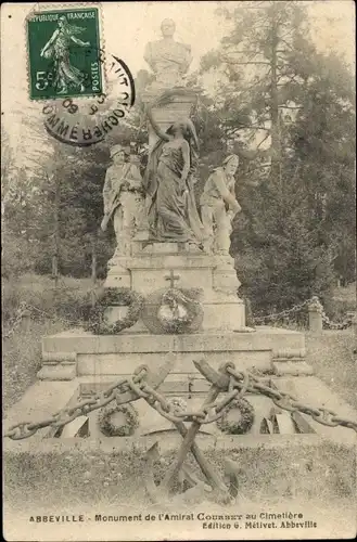 Ak Abbeville-Somme, Denkmal von Admiral Courbet auf dem Friedhof