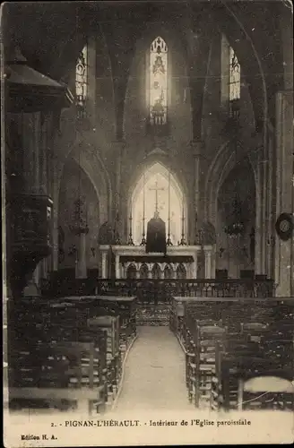 Ak Pignan Hérault, Innenraum der Pfarrkirche