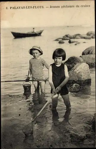 Ak Palavas les Flots Hérault, Junge Krabbenfischer