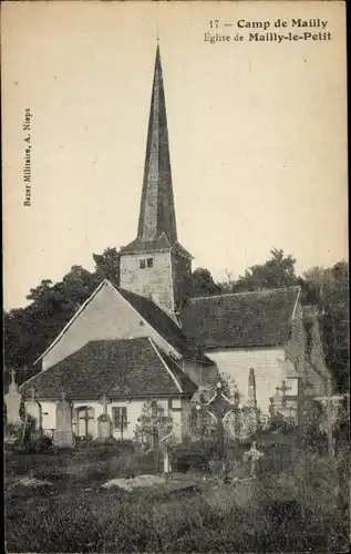 Ak Mailly le Camp Aube, Camp de Mailly, Kirche von Mailly-le-Petit