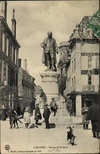 Postkarte Langres Haute Marne, Statue von Diderot
